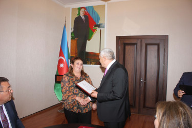 Tovuzda ali təhsil müəssisələrinə qəbul olmuş Şəhid övladları və qəbul imtahanında yüksək bal toplayan məzunlarla görüş keçirilib