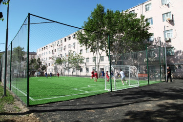 Tovuz şəhərində yeni mini məhəllə futbol meydançaları istifadəyə verilib