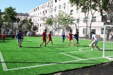 Tovuz şəhərində yeni mini məhəllə futbol meydançaları istifadəyə verilib
